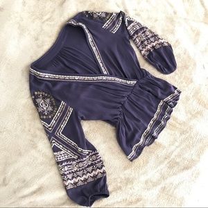 Free People Boho Embroidered Top